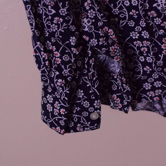 Ann Taylor Loft Women's Blue Floral Rayon Hi-Lo Button Down Top Blouse - Size S - Picture 5 of 8